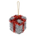 Decoration pendant Gift box Silver colored Red 6x6x6 cm