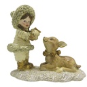 Decoratie kind met hert 12x6x12 cm