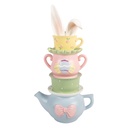 Decoratie theepot met kopjes gestapeld 16x11x29 cm