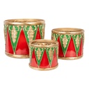 Blumentopf für Innen Trommel (set 3)  Rot Grün Ø 32x25 / Ø 24x19 / Ø 18x15 cm