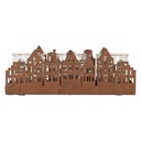 Portacandele Natale Casette Marrone 30x9x11 cm
