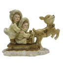 Decoratie kinderen op slee 16x7x12 cm