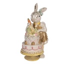 Dekoration Kaninchen mit Torte Weiß Goldfarbig 20x15x36 cm