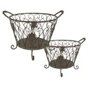 Ijzeren mand (2) 41x33x29 / 35x28x24 cm