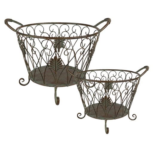 Ijzeren mand (2) 41x33x29 / 35x28x24 cm