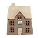 Portacandele Natale Casette Grigio Beige 15x10x17 cm