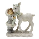 Decoratie kind met hert 12x6x13 cm