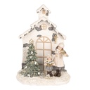 Decoratie kind met kerstboom met LED 16x9x21 cm