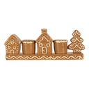 Kerzenständer Häuser Braun Weiß 21x4x8 cm