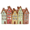 Waxinelichthouder huisjes 26x9x17 cm