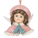 Decorazione pendente Angelo Rosa Beige 8x7x7 cm