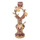 Bougeoir Cerf Violet couleur Or 14x11x31 cm