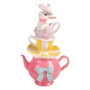 Decoratie theepot met kopjes gestapeld 16x13x26 cm
