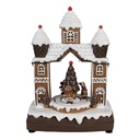 Muziekdoos huisje/kerstboom LED 20x11x27 cm