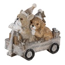 Decoratie honden in kar 10x6x9 cm