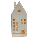 Decoratie huisje met LED 8x5x18 cm