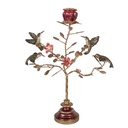 Bougeoir Oiseaux Couleur or Rouge 27x17x38 cm