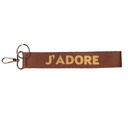 Sleutelhanger 3x1x20 cm bruin
