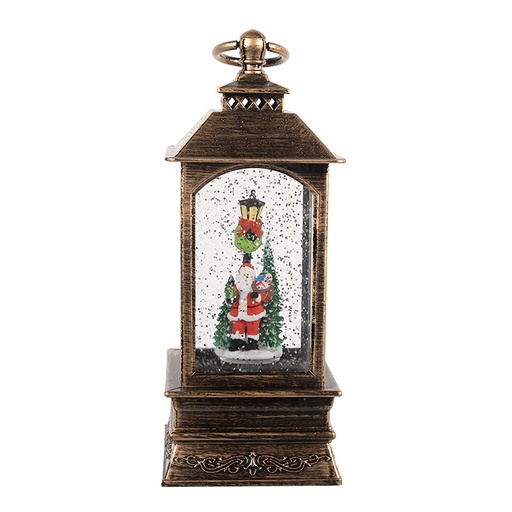 Decoratie lantaarn met kerstman 8x8x20 cm / 3xAAA